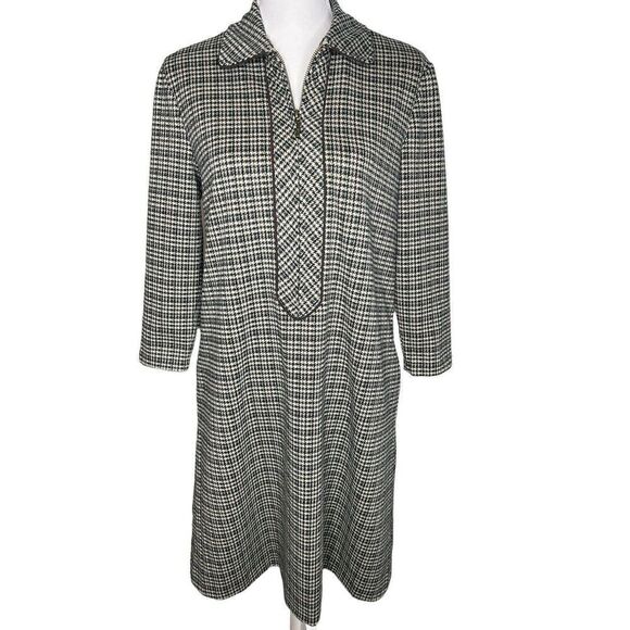 J. Mclaughlin Shirt Dress Long Sleeve Collared V-Neck Tweed Herringbone Size S - Picture 1 of 7